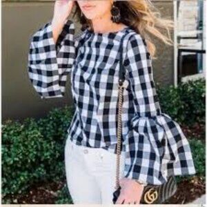 Anthropologie Sunday in Brooklyn Check Poplin Top - Size Medium